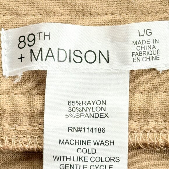 89th+Madison Women's Pull-on Elastic Waistband Stretch Mid Rise Tan Pants Size L - Picture 6 of 9